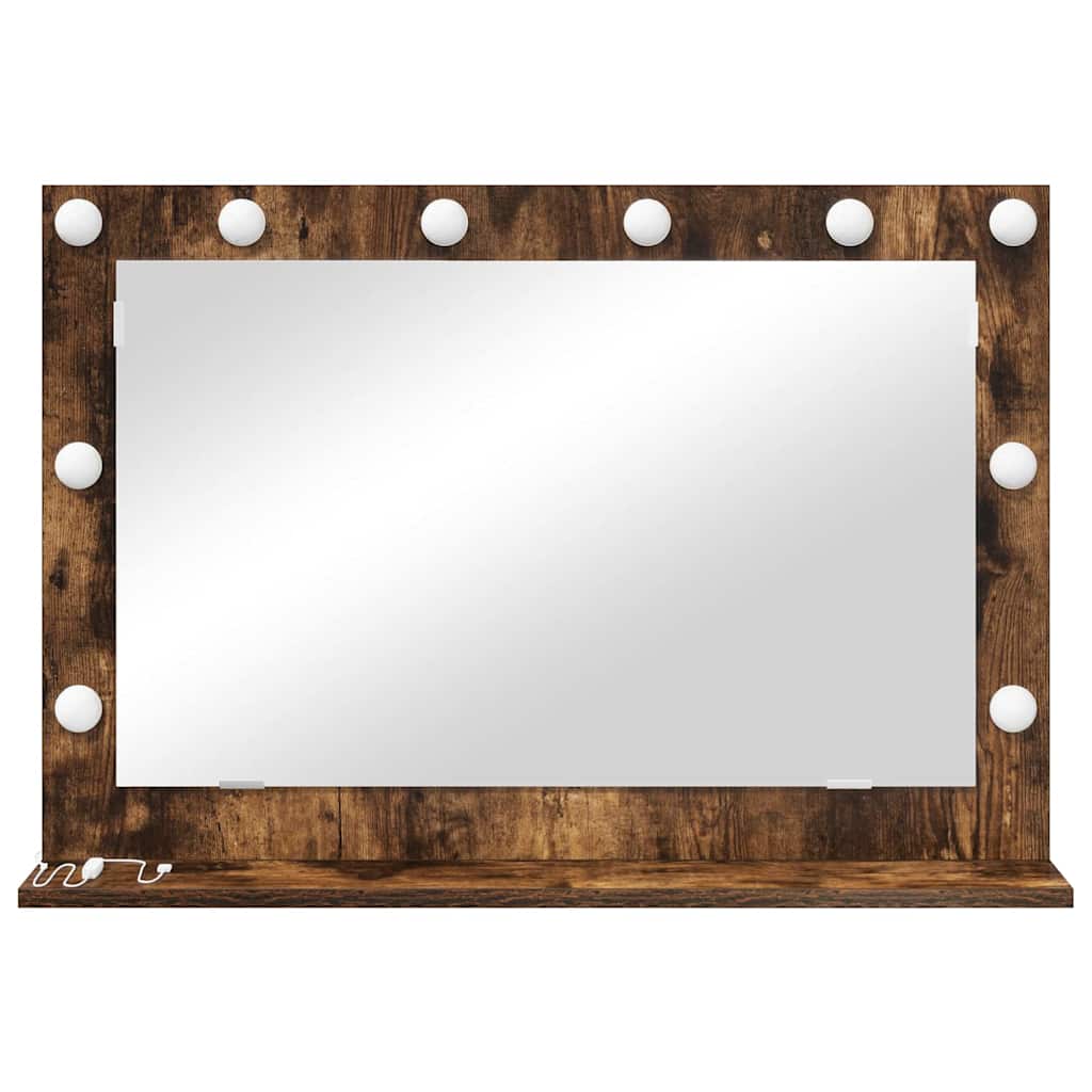 Vanity Mirror Rectangular Smoked Oak 80 x 55 x 18 cm