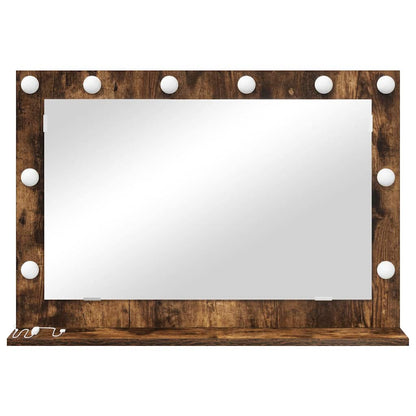 Vanity Mirror Rectangular Smoked Oak 80 x 55 x 18 cm