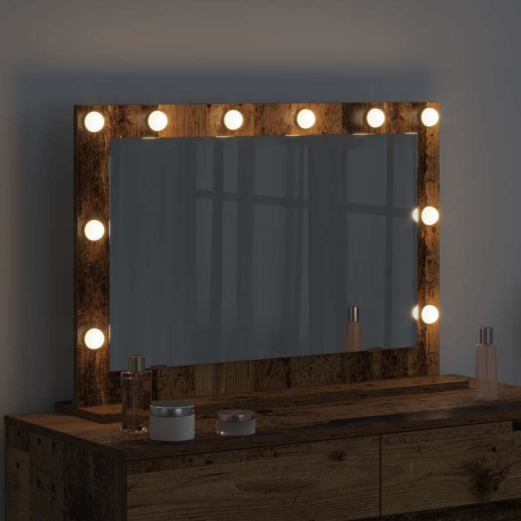 Vanity Mirror Rectangular with Mirror Old Wood 80 x 55 x 18 cm