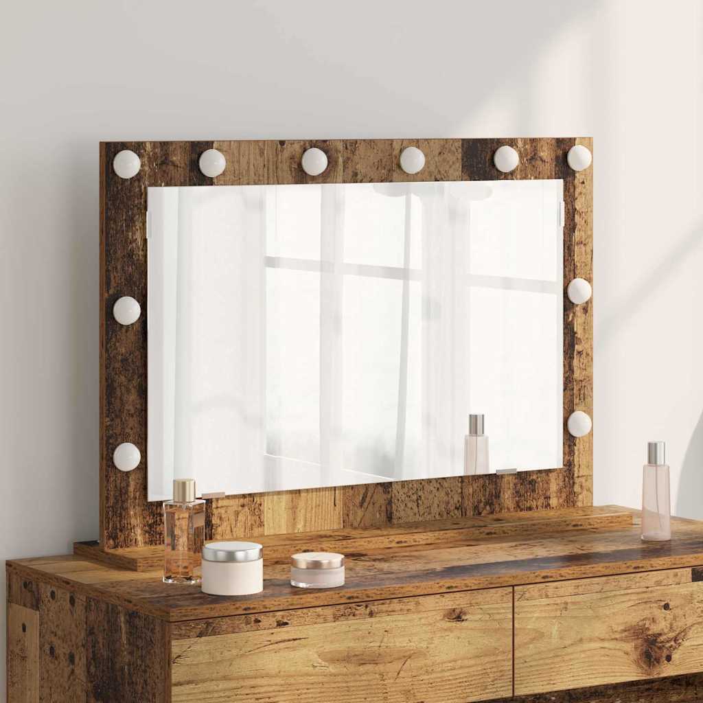 Vanity Mirror Rectangular with Mirror Old Wood 80 x 55 x 18 cm