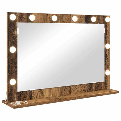 Vanity Mirror Rectangular with Mirror Old Wood 80 x 55 x 18 cm