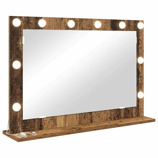 Vanity Mirror Rectangular with Mirror Old Wood 80 x 55 x 18 cm