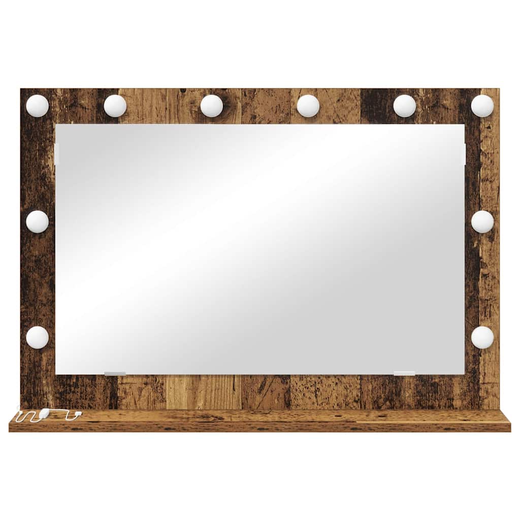 Vanity Mirror Rectangular with Mirror Old Wood 80 x 55 x 18 cm