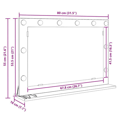 Vanity Mirror Rectangular Artisan Oak 80 x 55 x 18 cm
