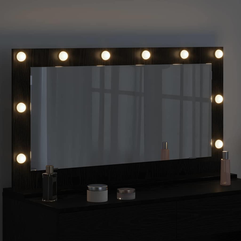 Vanity Mirror Rectangular Black Oak 100 x 55 x 18 cm