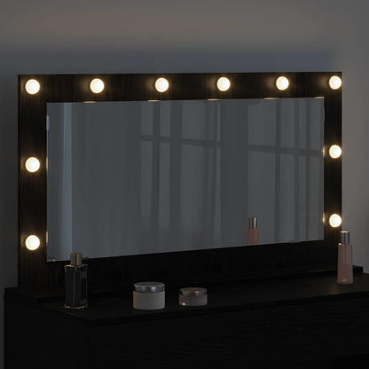 Vanity Mirror Rectangular Black Oak 100 x 55 x 18 cm
