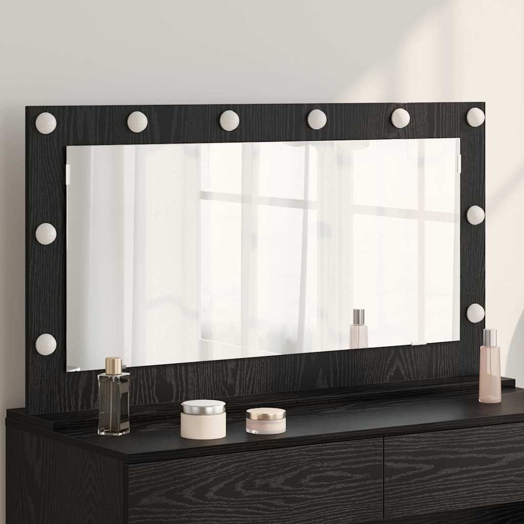 Vanity Mirror Rectangular Black Oak 100 x 55 x 18 cm