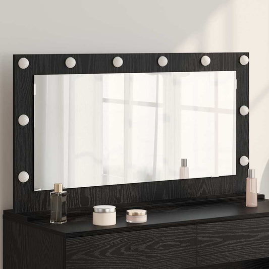 Vanity Mirror Rectangular Black Oak 100 x 55 x 18 cm