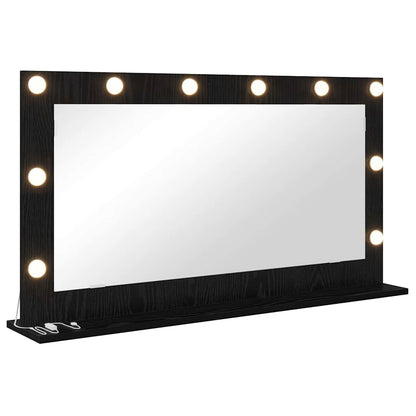 Vanity Mirror Rectangular Black Oak 100 x 55 x 18 cm