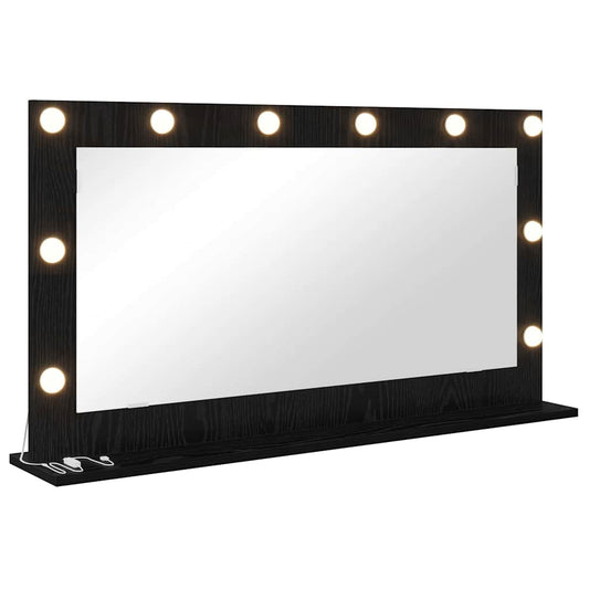 Vanity Mirror Rectangular Black Oak 100 x 55 x 18 cm
