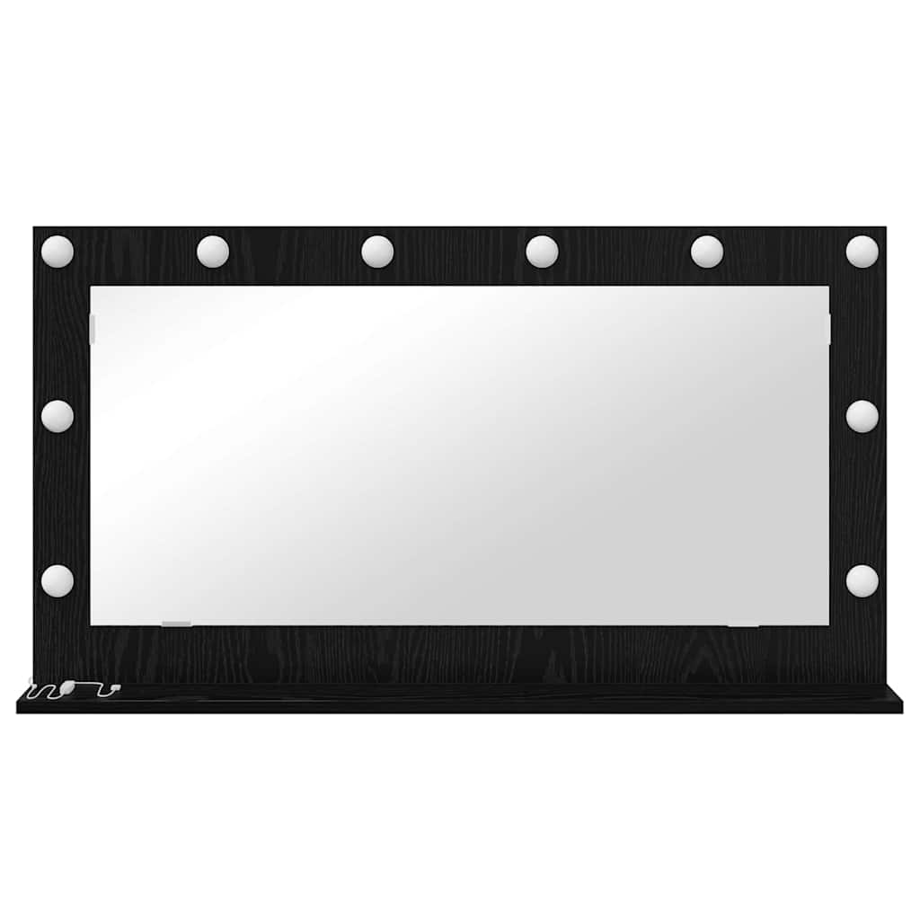 Vanity Mirror Rectangular Black Oak 100 x 55 x 18 cm