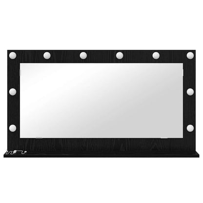 Vanity Mirror Rectangular Black Oak 100 x 55 x 18 cm