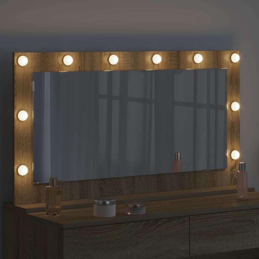 Vanity Mirror Rectangular Sonoma Oak 100 x 55 x 18 cm