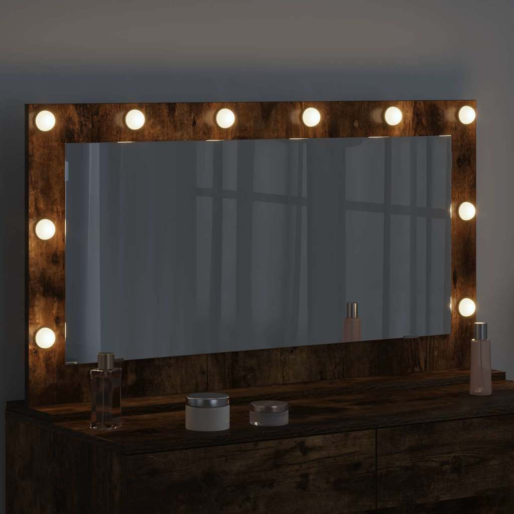 Vanity Mirror Rectangular Smoked Oak 100 x 55 x 18 cm