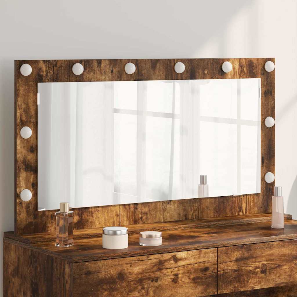 Vanity Mirror Rectangular Smoked Oak 100 x 55 x 18 cm