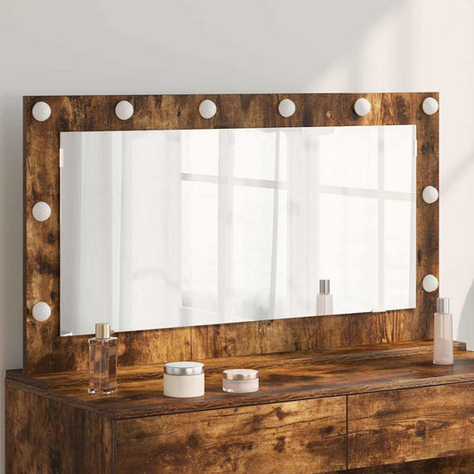 Vanity Mirror Rectangular Smoked Oak 100 x 55 x 18 cm