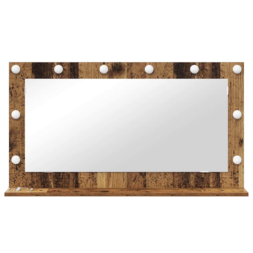 Vanity Mirror Rectangular with Mirror Old Wood 100 x 55 x 18 cm