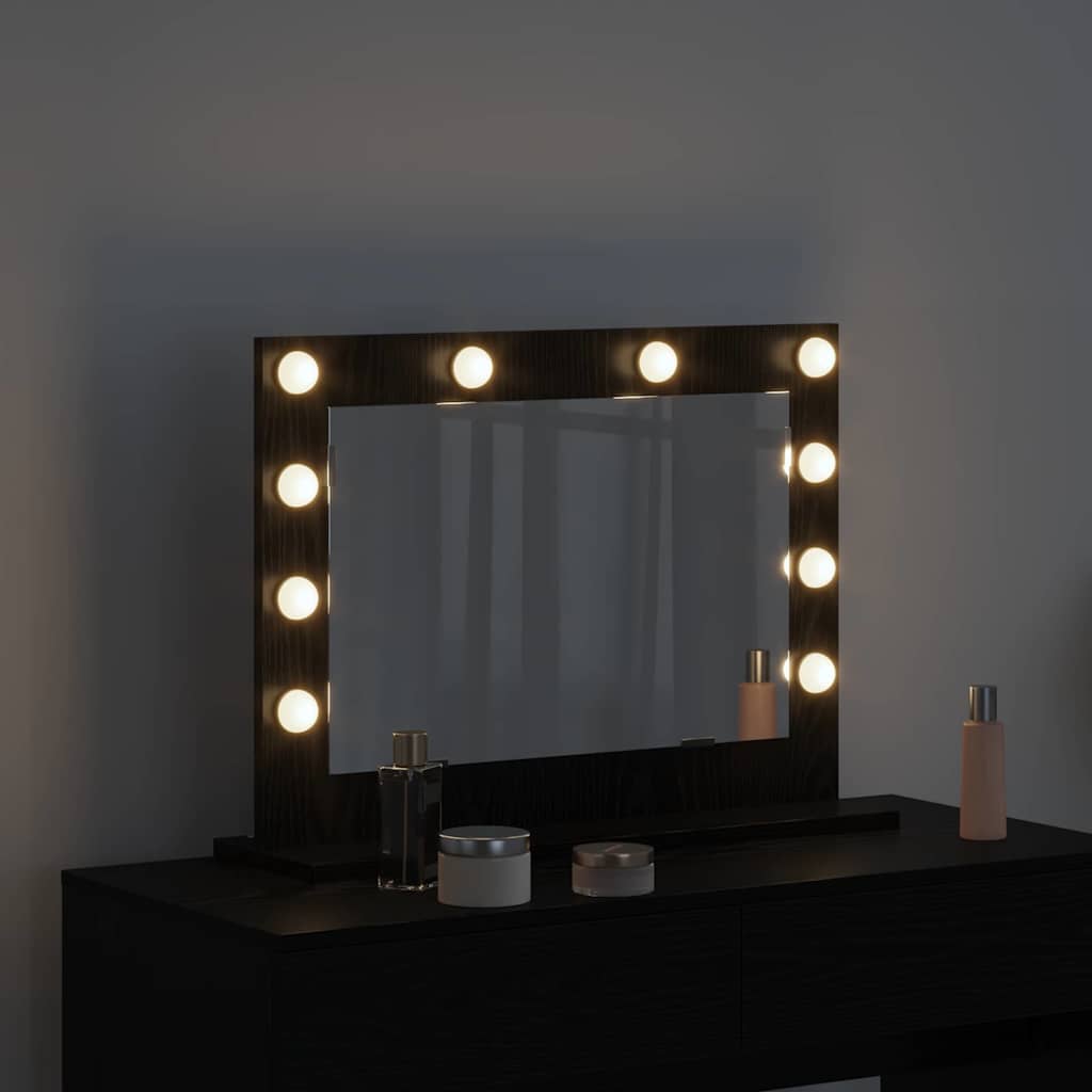Vanity Mirror Rectangular with Mirror Black Oak 60 x 45 x 18 cm