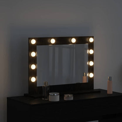 Vanity Mirror Rectangular with Mirror Black Oak 60 x 45 x 18 cm