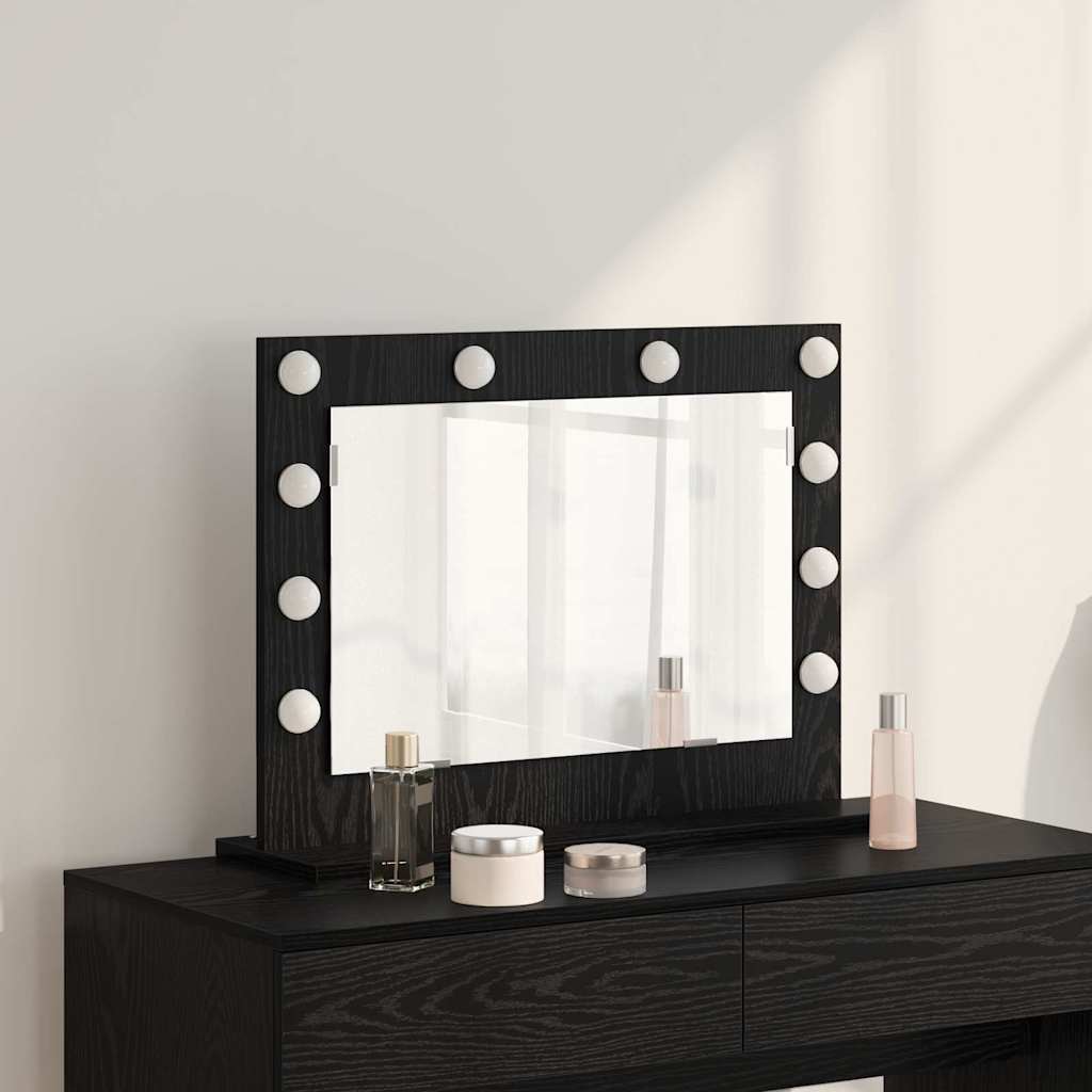 Vanity Mirror Rectangular with Mirror Black Oak 60 x 45 x 18 cm