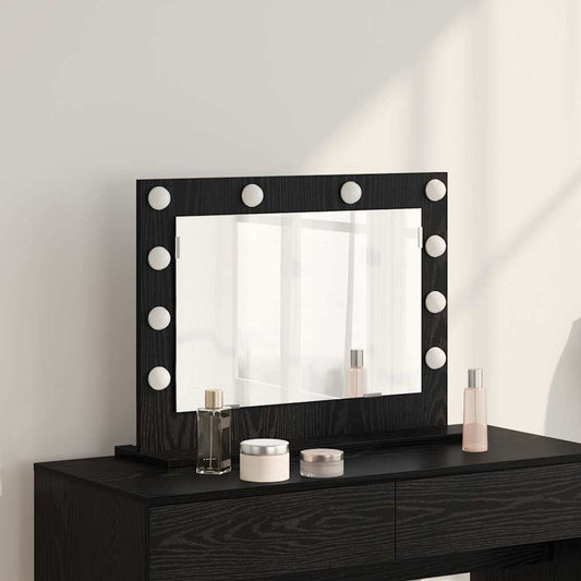Vanity Mirror Rectangular with Mirror Black Oak 60 x 45 x 18 cm