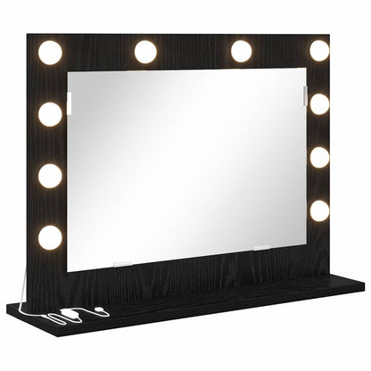 Vanity Mirror Rectangular with Mirror Black Oak 60 x 45 x 18 cm