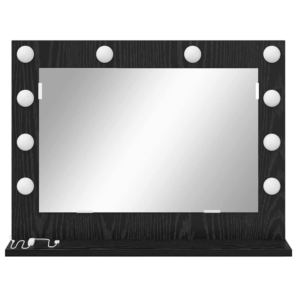 Vanity Mirror Rectangular with Mirror Black Oak 60 x 45 x 18 cm