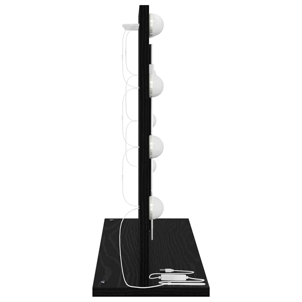 Vanity Mirror Rectangular with Mirror Black Oak 60 x 45 x 18 cm