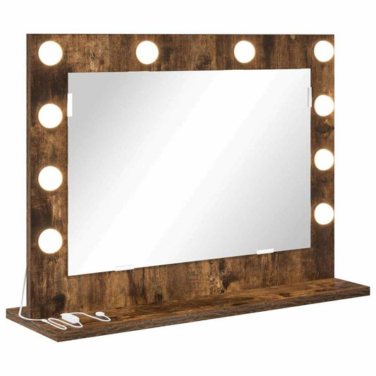 Vanity Mirror Rectangular Smoked Oak 60 x 45 x 18 cm