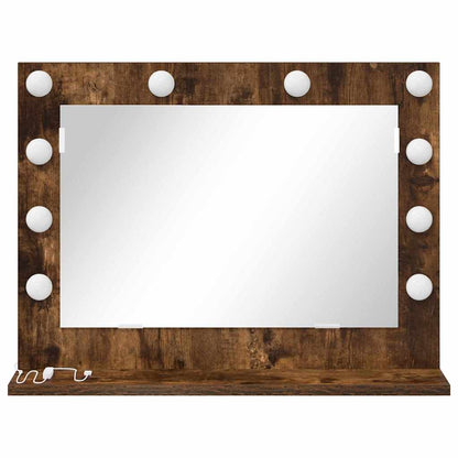 Vanity Mirror Rectangular Smoked Oak 60 x 45 x 18 cm