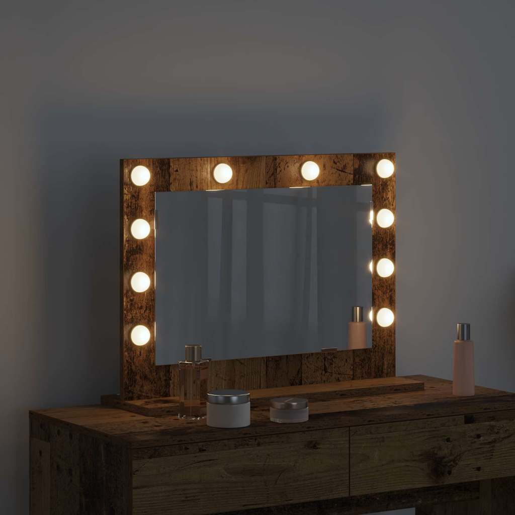 Vanity Mirror Rectangular with Mirror Old Wood 60 x 45 x 18 cm