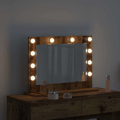 Vanity Mirror Rectangular with Mirror Old Wood 60 x 45 x 18 cm