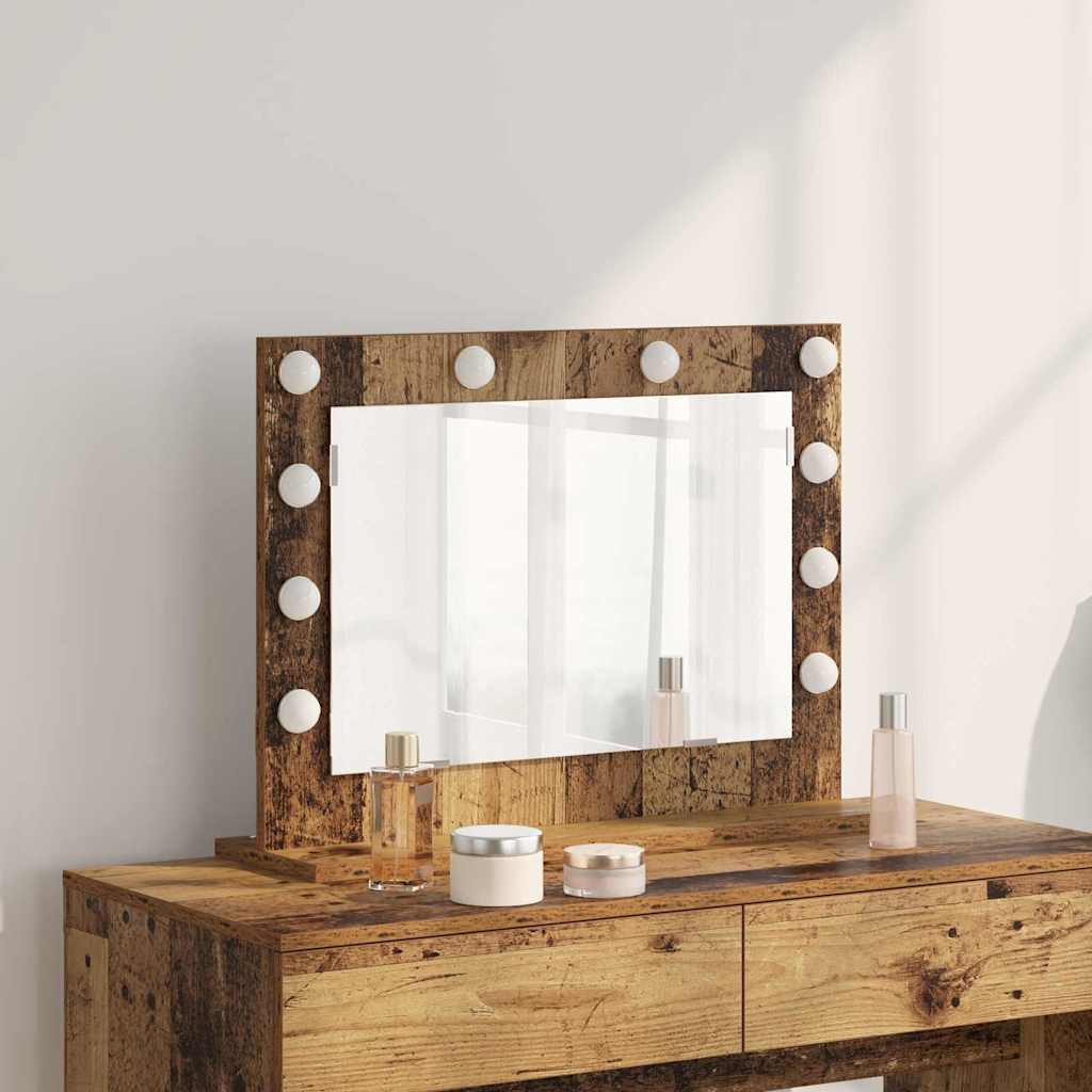 Vanity Mirror Rectangular with Mirror Old Wood 60 x 45 x 18 cm