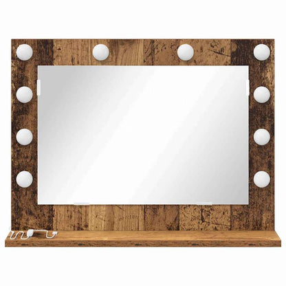 Vanity Mirror Rectangular with Mirror Old Wood 60 x 45 x 18 cm