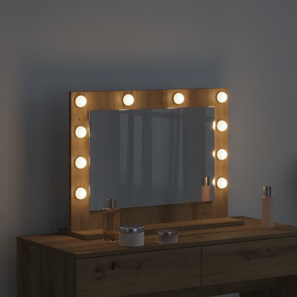 Vanity Mirror Rectangular Artisan Oak 60 x 45 x 18 cm