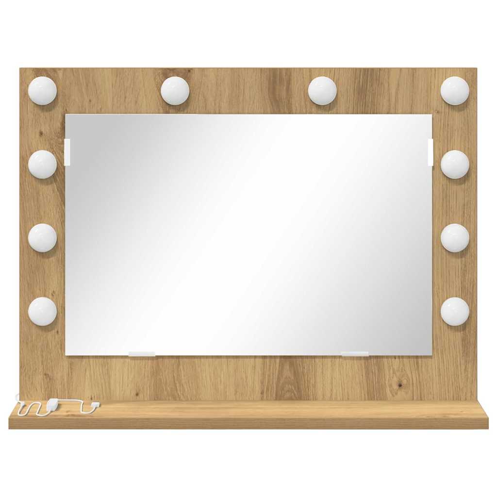 Vanity Mirror Rectangular Artisan Oak 60 x 45 x 18 cm