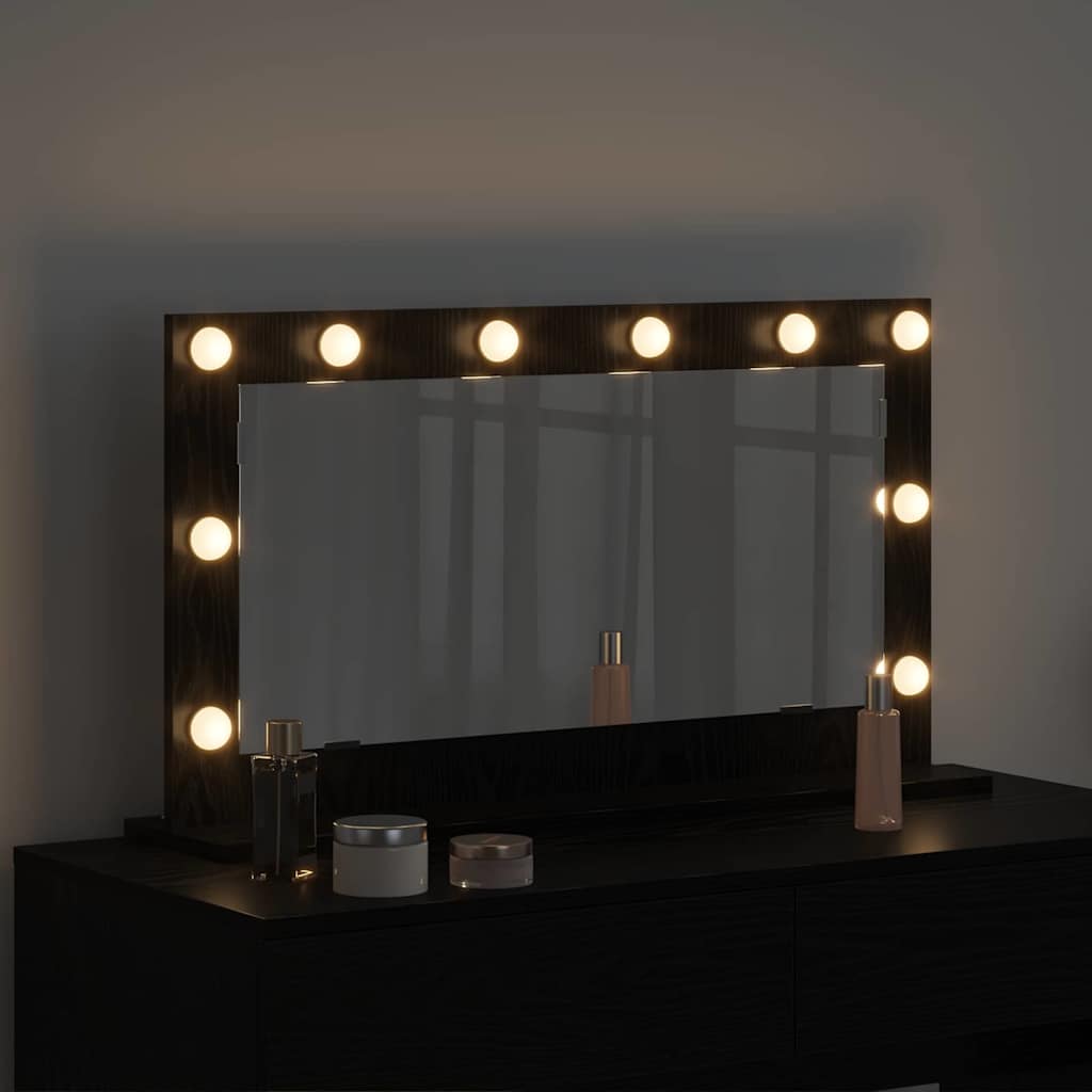Vanity Mirror Rectangular with Mirror Black Oak 80 x 45 x 18 cm