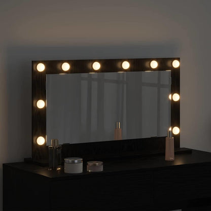 Vanity Mirror Rectangular with Mirror Black Oak 80 x 45 x 18 cm