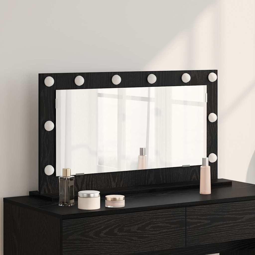 Vanity Mirror Rectangular with Mirror Black Oak 80 x 45 x 18 cm