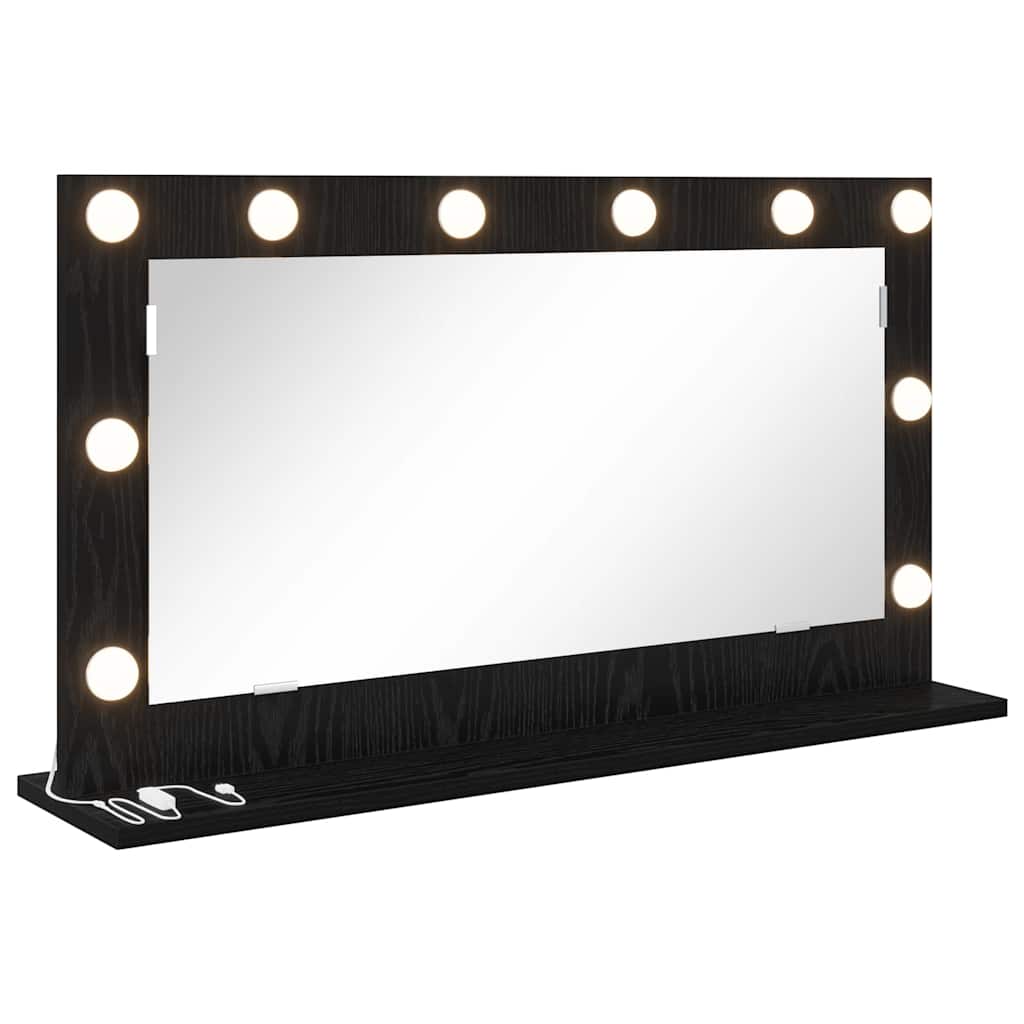 Vanity Mirror Rectangular with Mirror Black Oak 80 x 45 x 18 cm