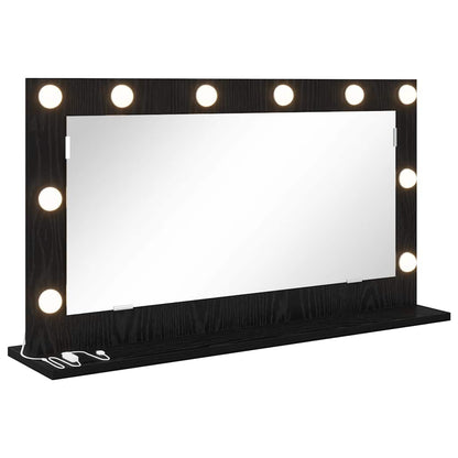 Vanity Mirror Rectangular with Mirror Black Oak 80 x 45 x 18 cm