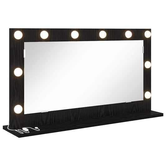 Vanity Mirror Rectangular with Mirror Black Oak 80 x 45 x 18 cm