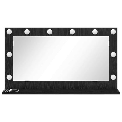 Vanity Mirror Rectangular with Mirror Black Oak 80 x 45 x 18 cm