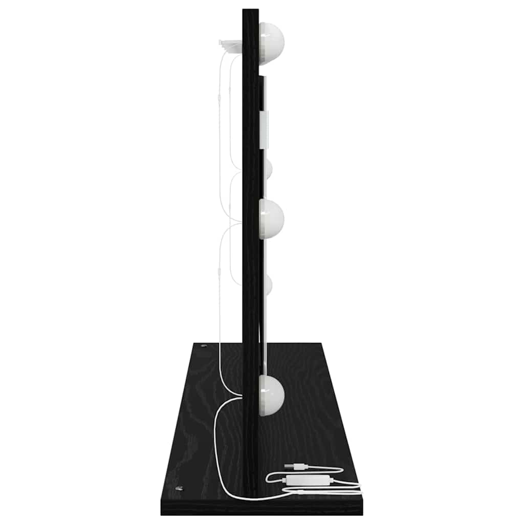 Vanity Mirror Rectangular with Mirror Black Oak 80 x 45 x 18 cm