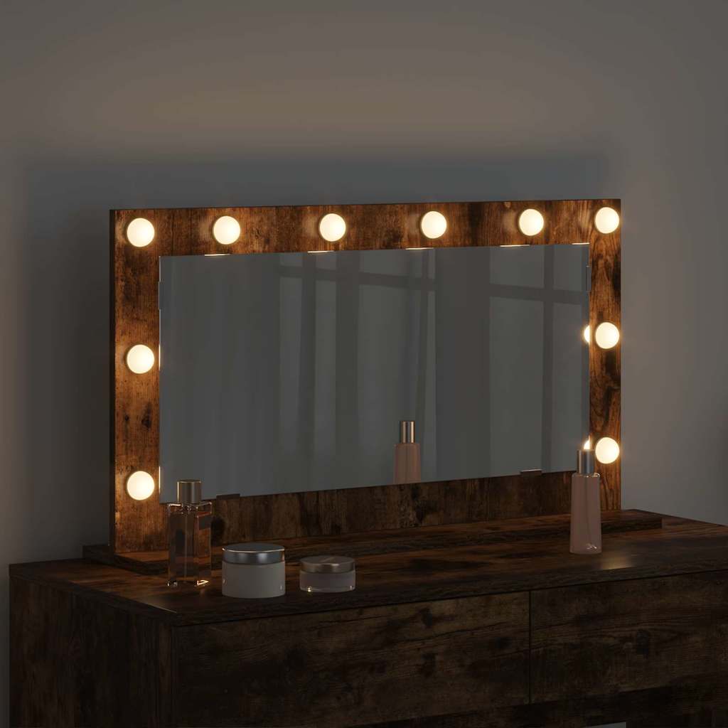 Vanity Mirror Rectangular Smoked Oak 80 x 45 x 18 cm