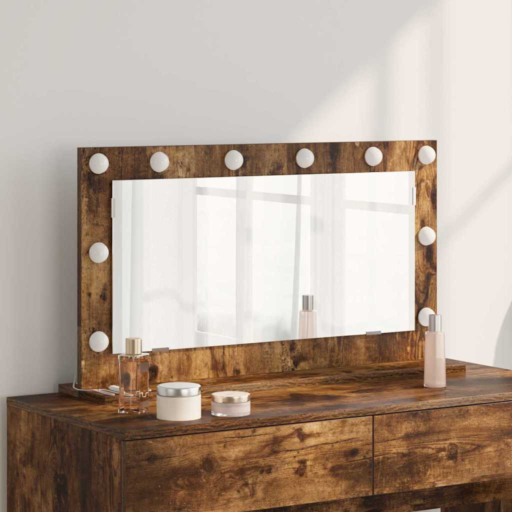Vanity Mirror Rectangular Smoked Oak 80 x 45 x 18 cm