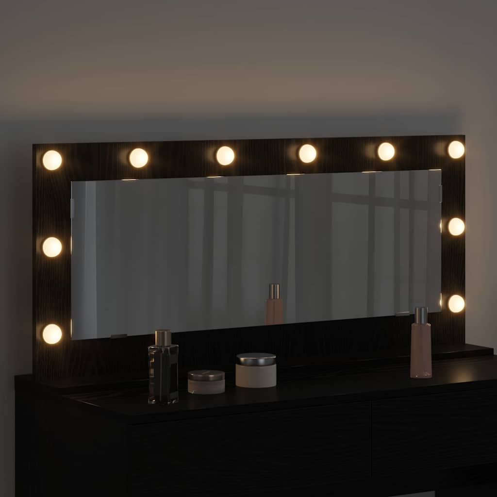 Vanity Mirror Rectangular Black Oak 100 x 45 x 18 cm