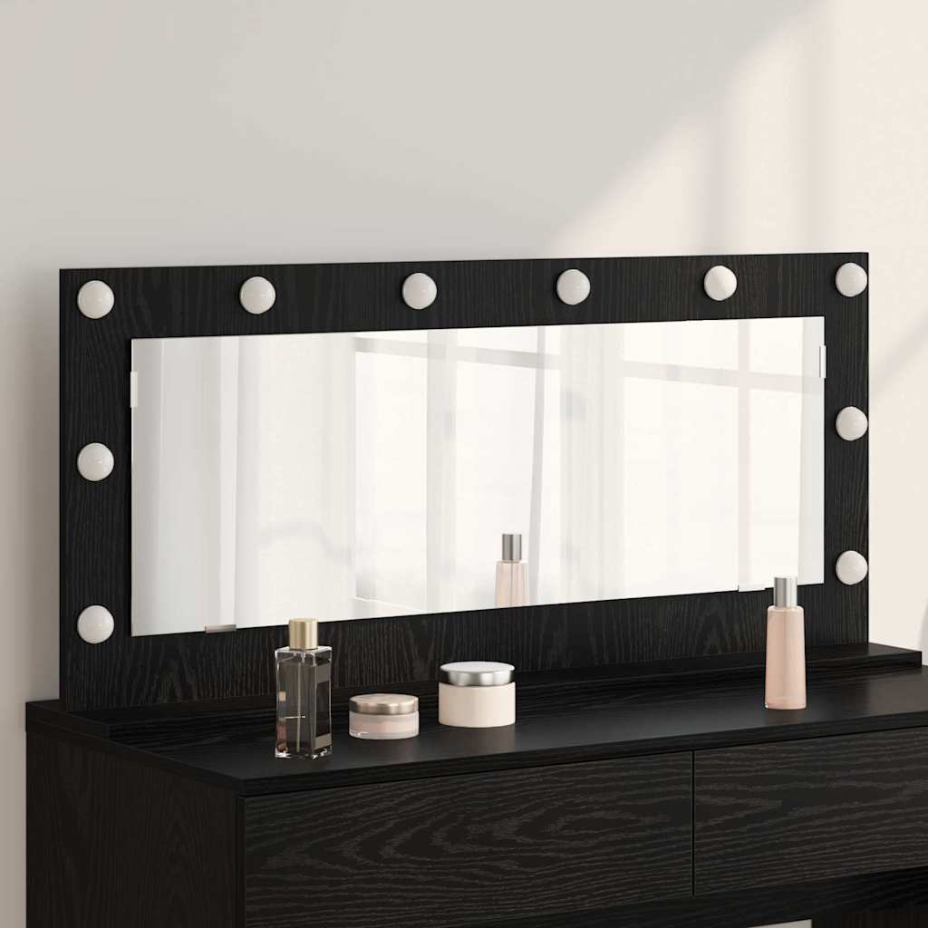 Vanity Mirror Rectangular Black Oak 100 x 45 x 18 cm