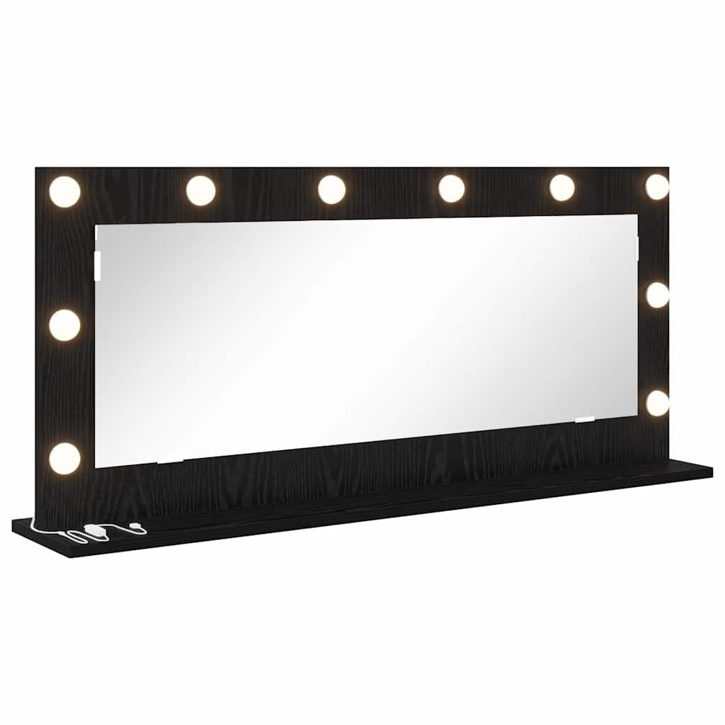 Vanity Mirror Rectangular Black Oak 100 x 45 x 18 cm