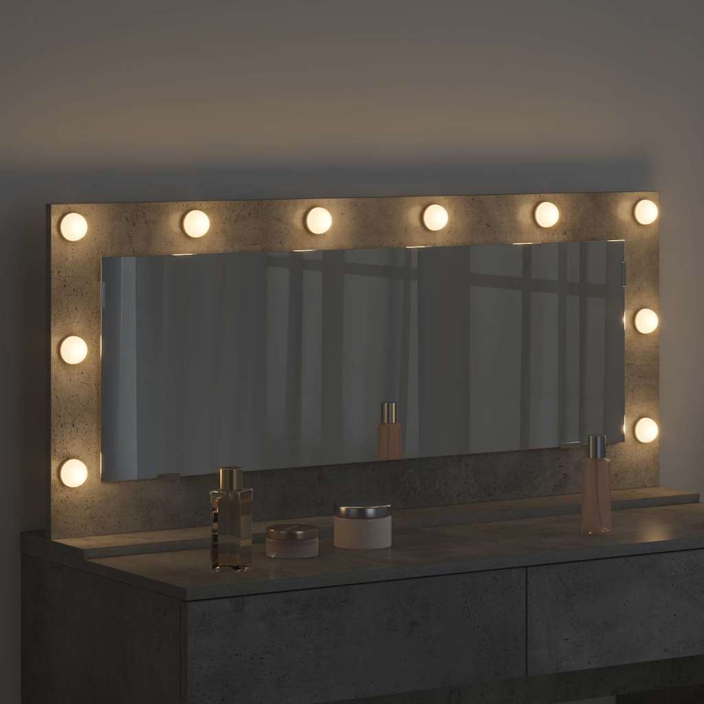 Vanity Mirror Rectangular Concrete Grey 100 x 45 x 18 cm